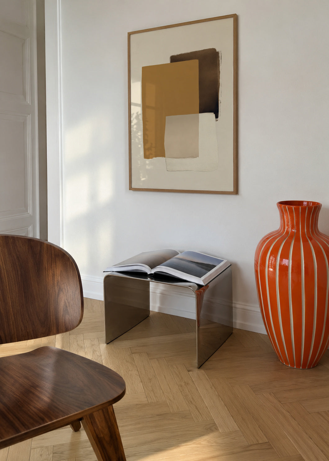 Ochre Layers - Framed poster in an interior