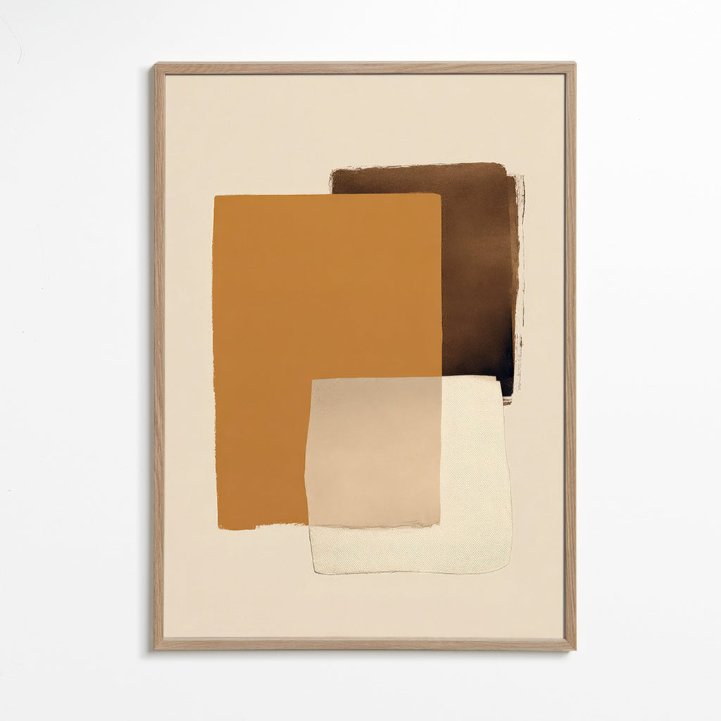 Cuadro abstracto en capas ocres – Oak Frame