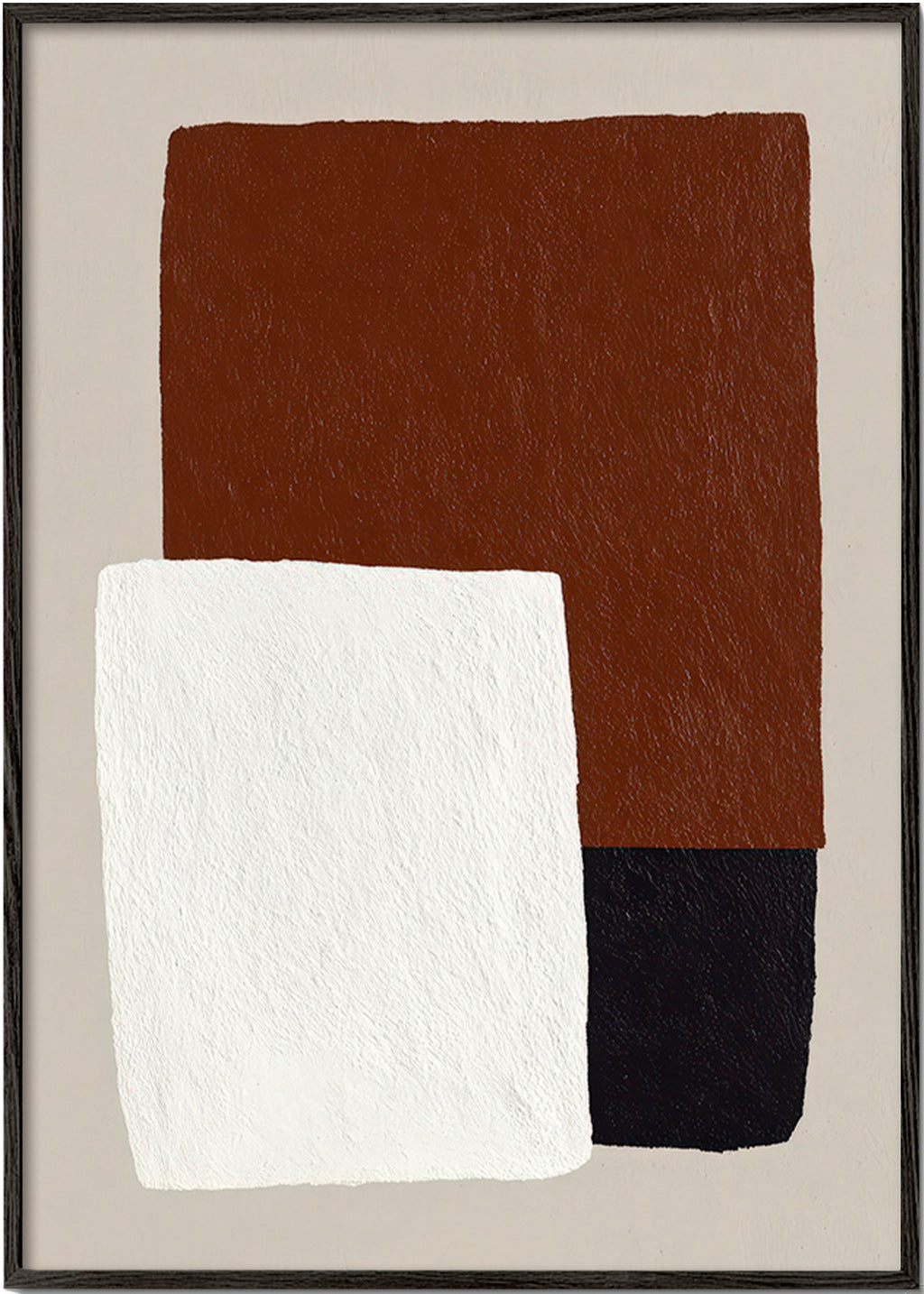 Cuadro minimalista con bloques texturados marrón – Black Frame