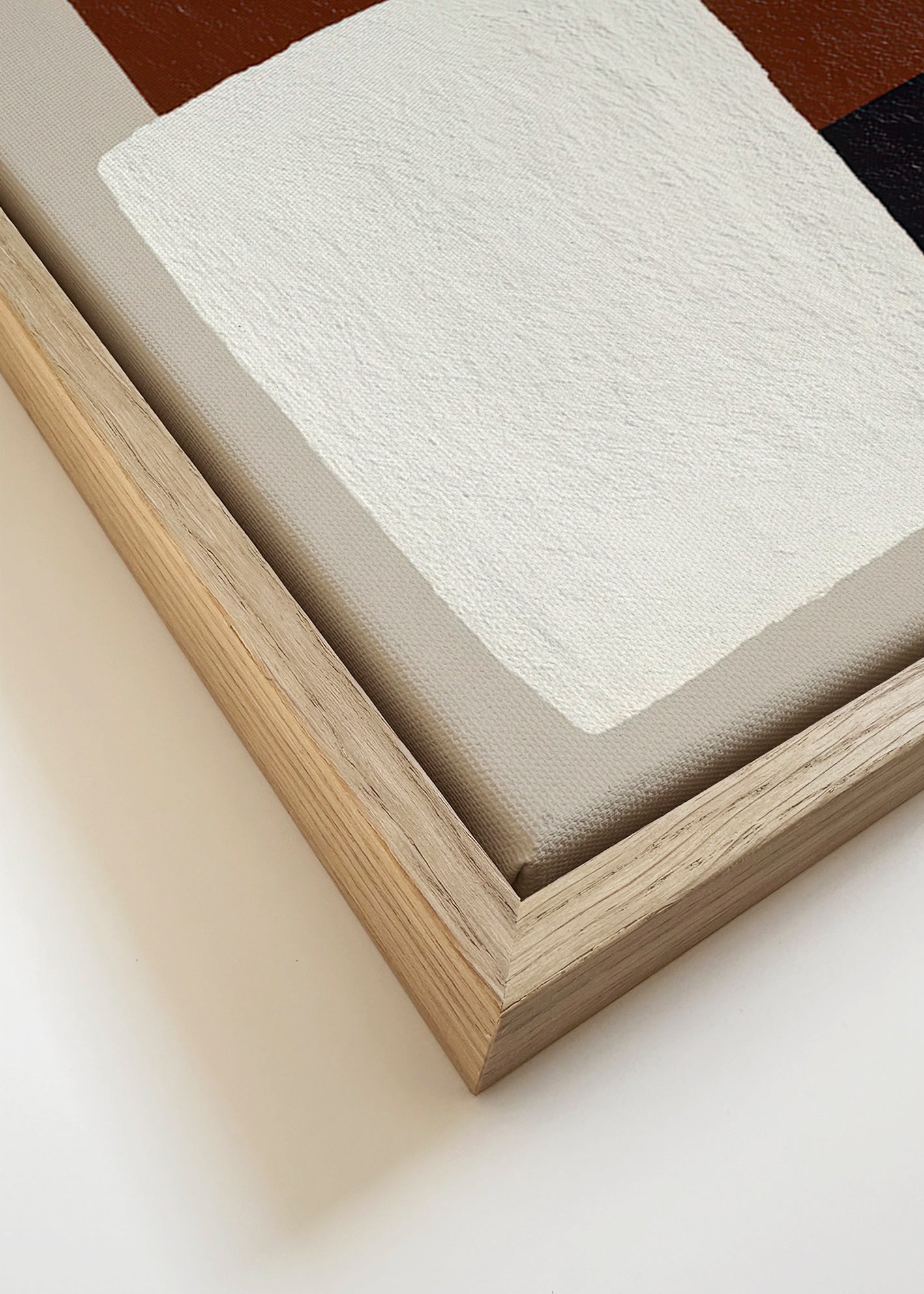 Cuadro minimalista con bloques texturados marrón – Canvas detail