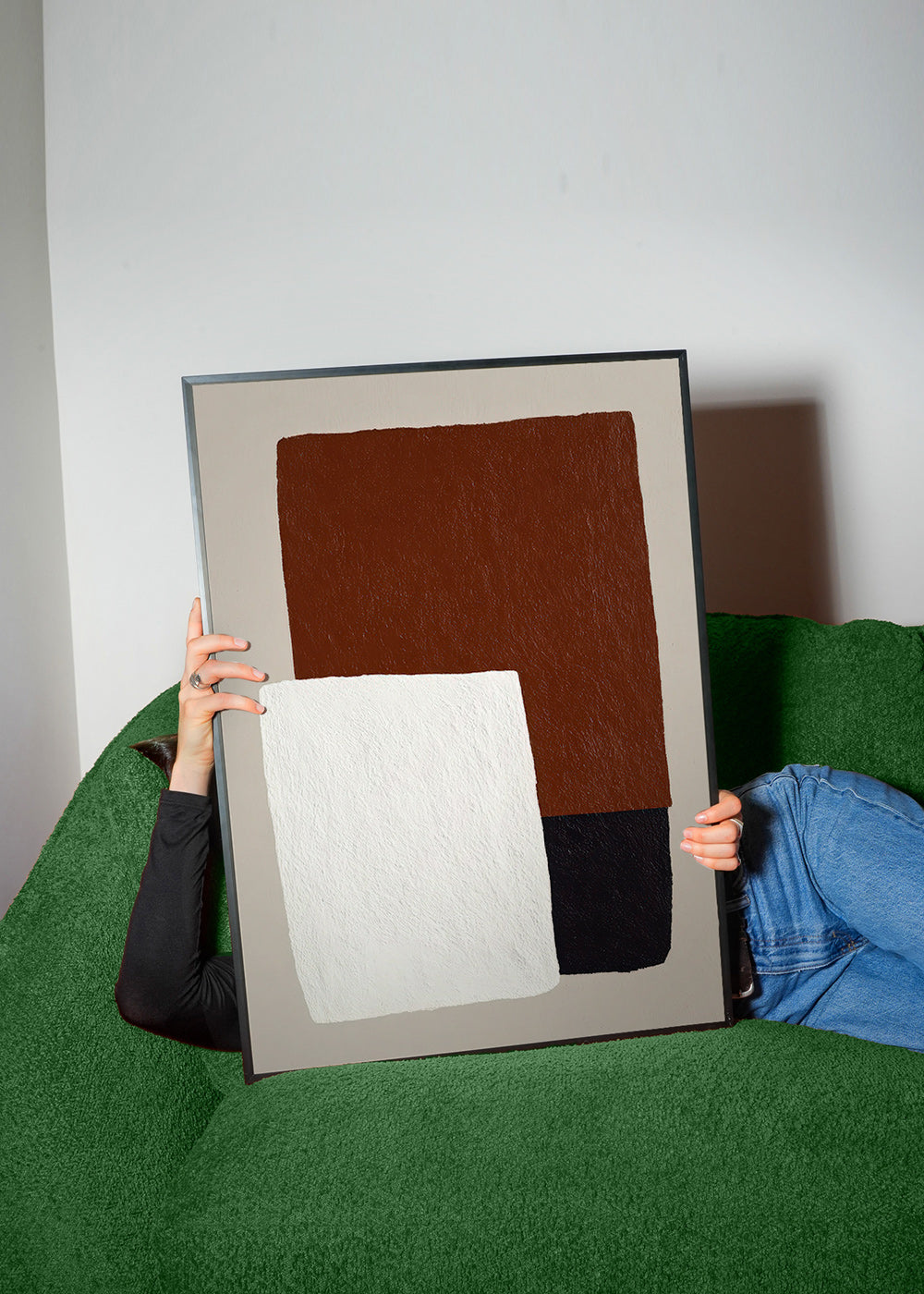 Cuadro minimalista con bloques texturados marrón – Product1