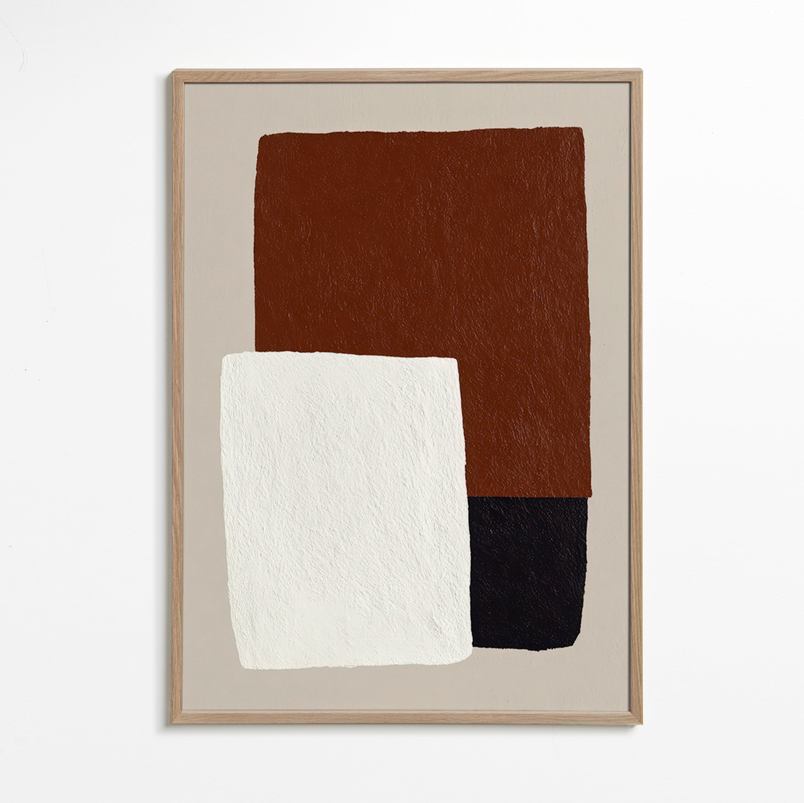 Cuadro minimalista con bloques texturados marrón – Oak Frame