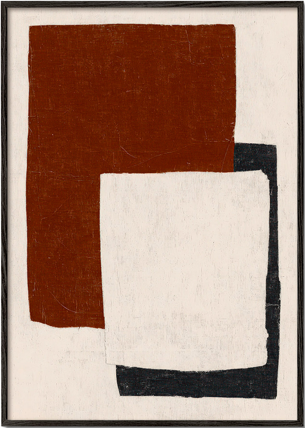 Cuadro abstracto con bloques Rust – Black Frame
