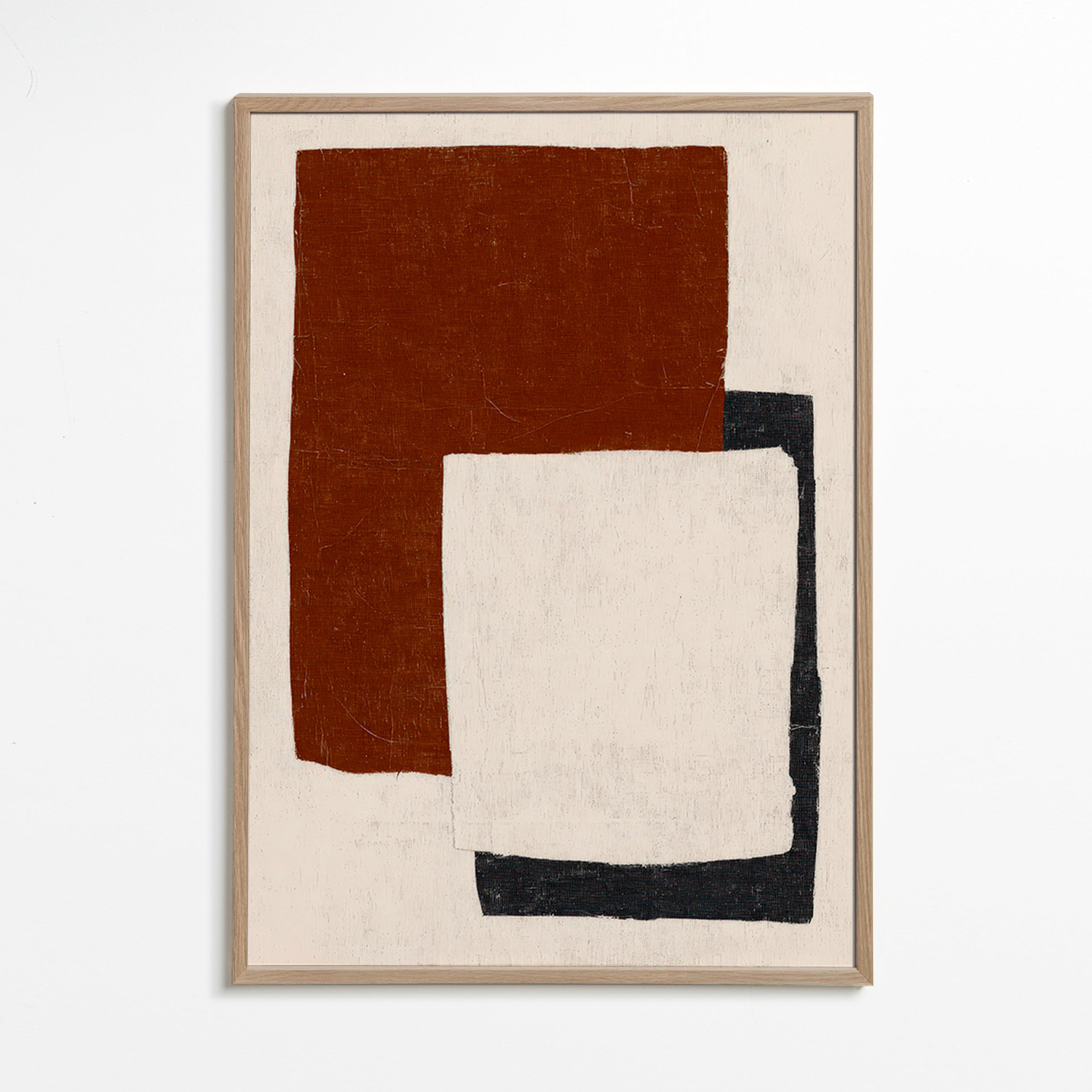 Cuadro abstracto con bloques Rust – Oak Frame