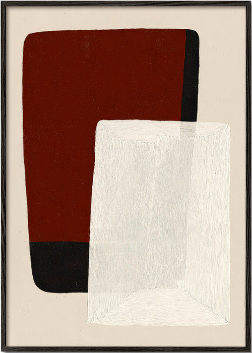 Cuadro abstracto de bloques tierra y blanco – Black Frame