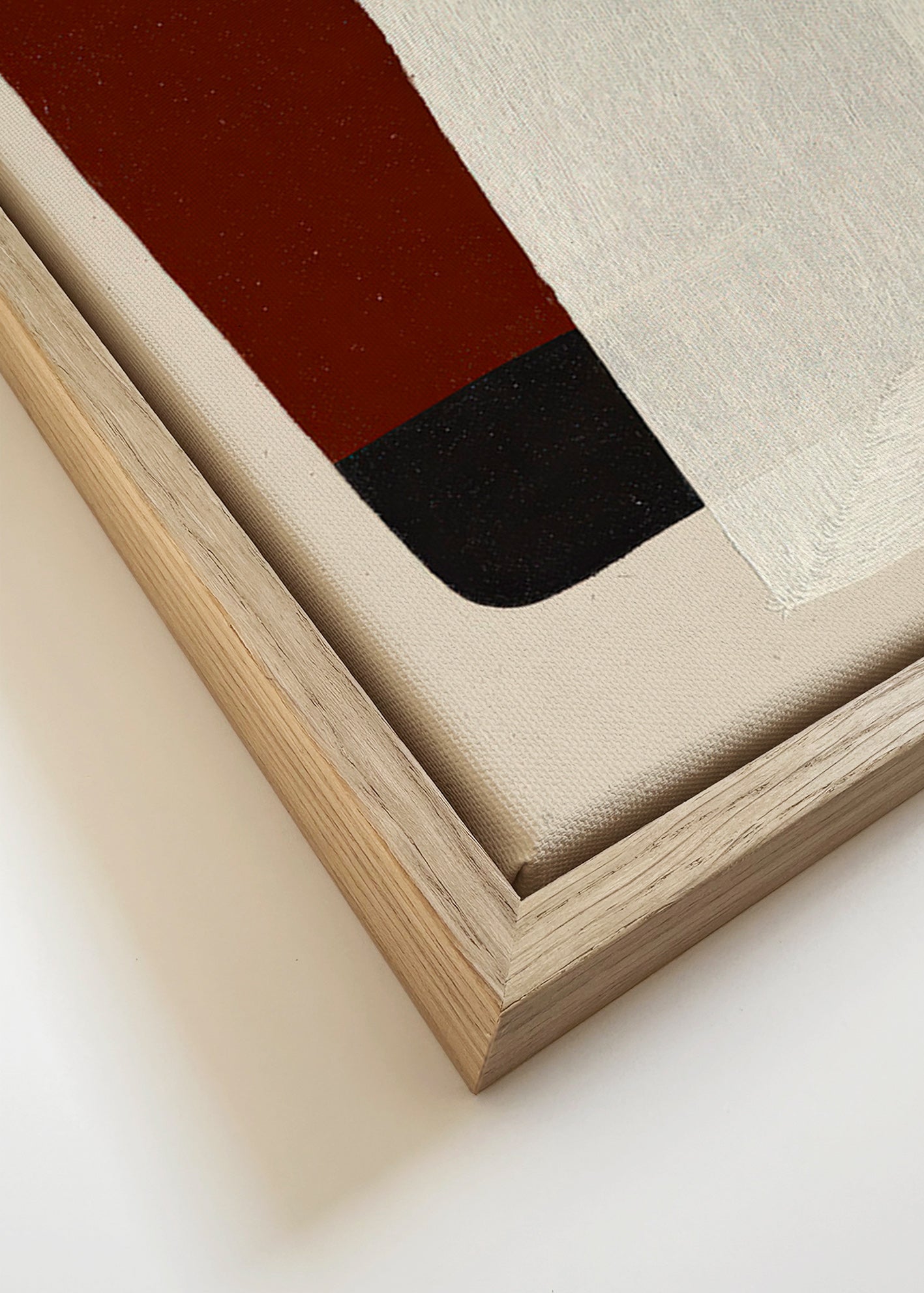 Cuadro abstracto de bloques tierra y blanco – Canvas detail