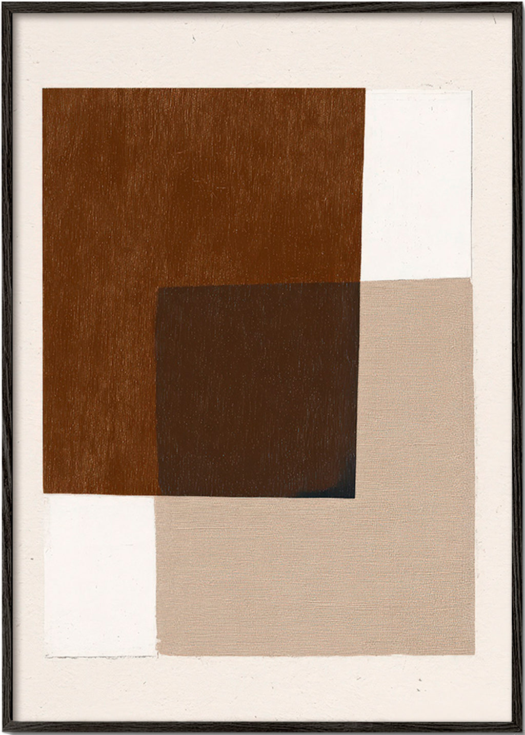 Cuadro minimalista con formas terrosas superpuestas – Black Frame