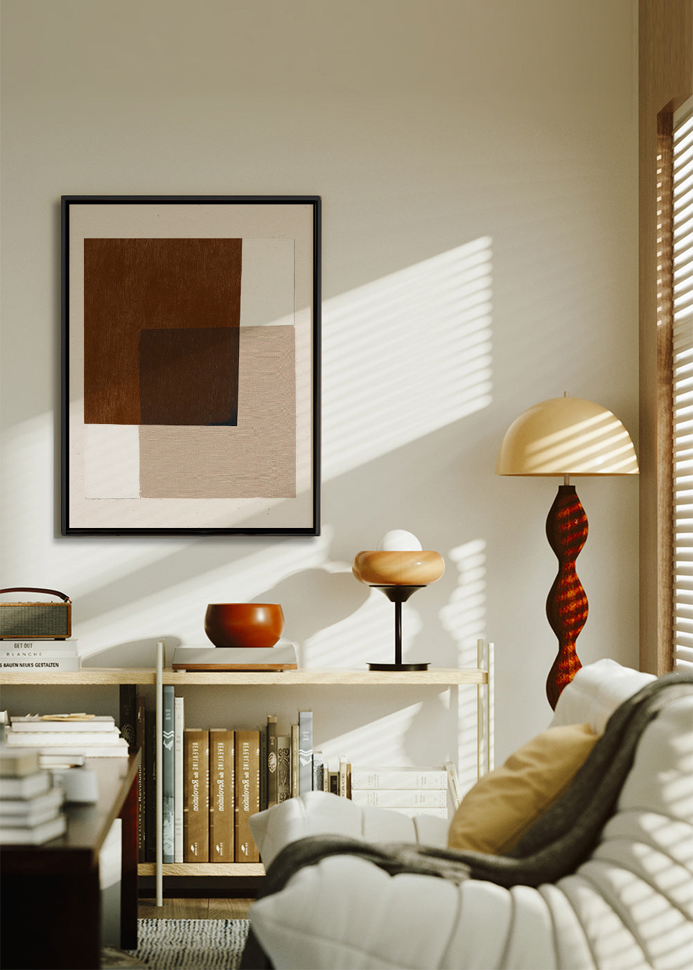 Cuadro minimalista con formas terrosas superpuestas – Canvas1