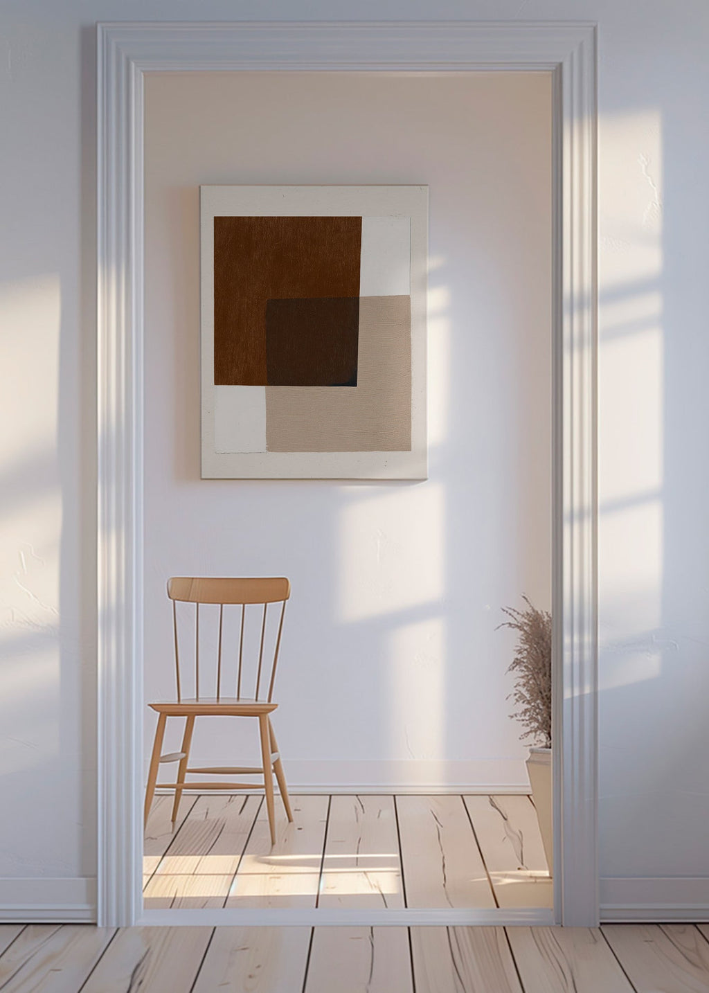 Cuadro minimalista con formas terrosas superpuestas – Canvas