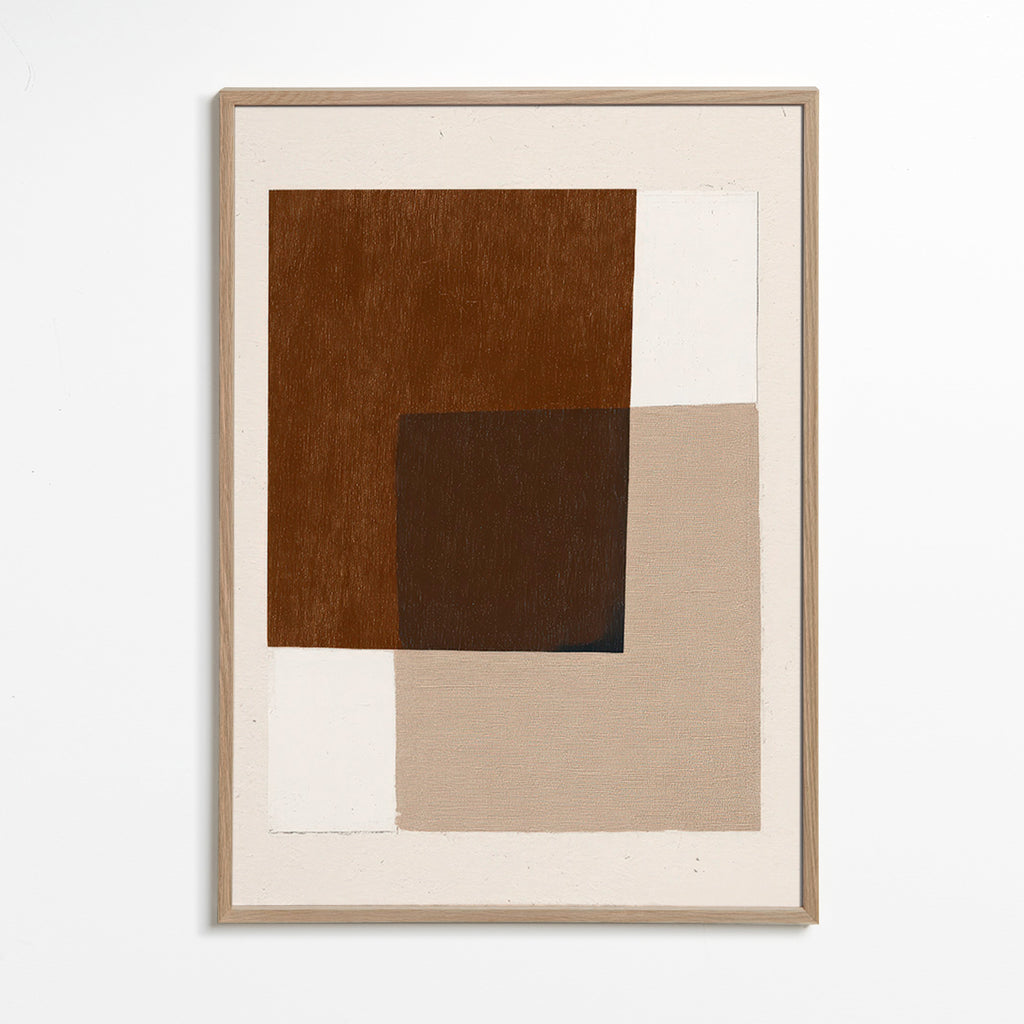 Cuadro minimalista con formas terrosas superpuestas – Oak Frame