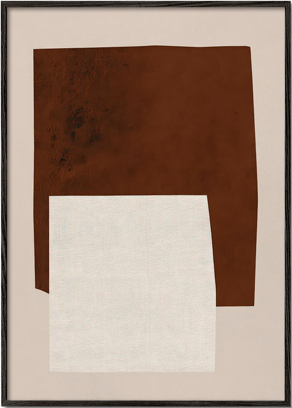 Cuadro minimalista con formas geométricas marrón y crema – Black Frame
