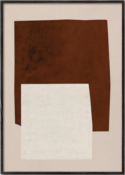 Cuadro minimalista con formas geométricas marrón y crema – Black Frame