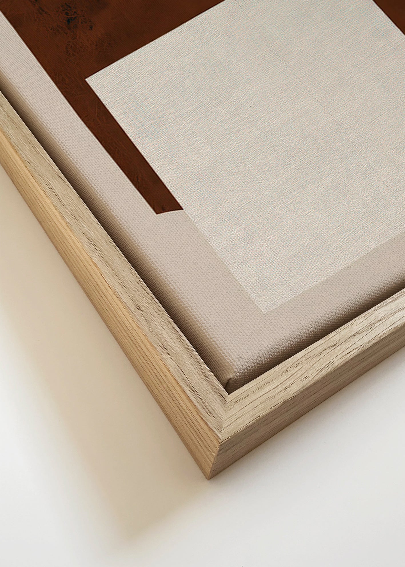 Cuadro minimalista con formas geométricas marrón y crema – Canvas detail
