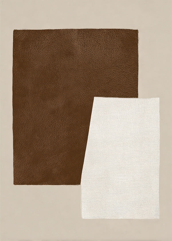 Cuadro abstracto con bloques texturizados marrón y crema