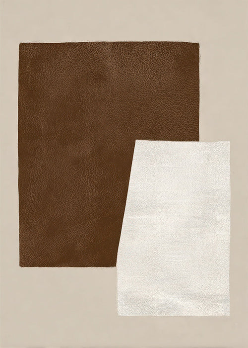 Cuadro abstracto con bloques texturizados marrón y crema