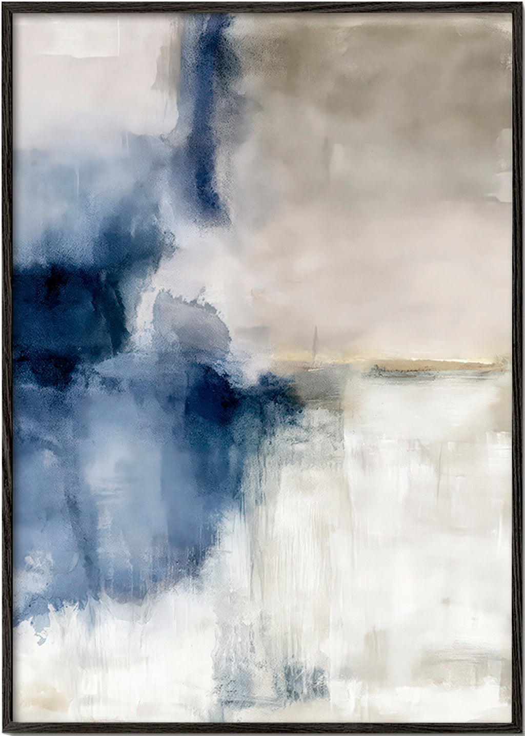 Cuadro abstracto Neblina azul – Black Frame
