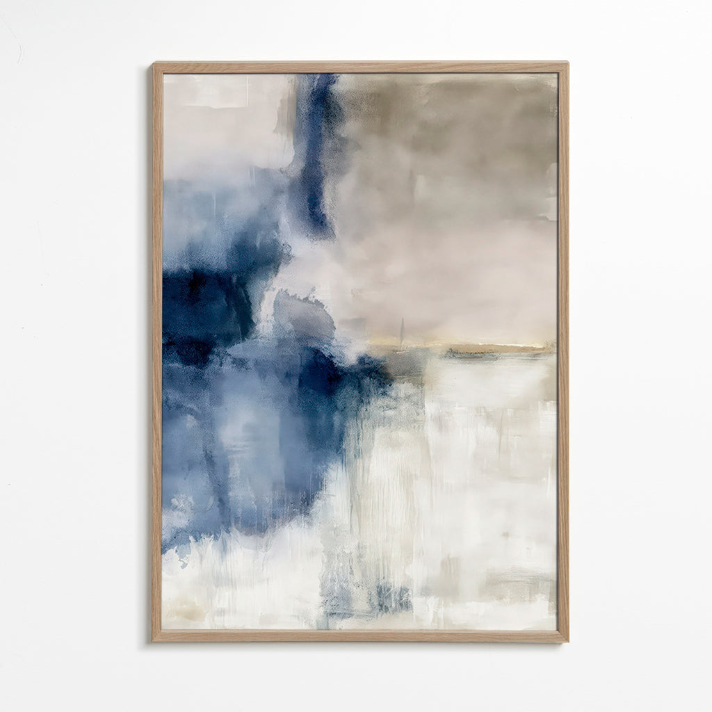 Cuadro abstracto Neblina azul – Oak Frame
