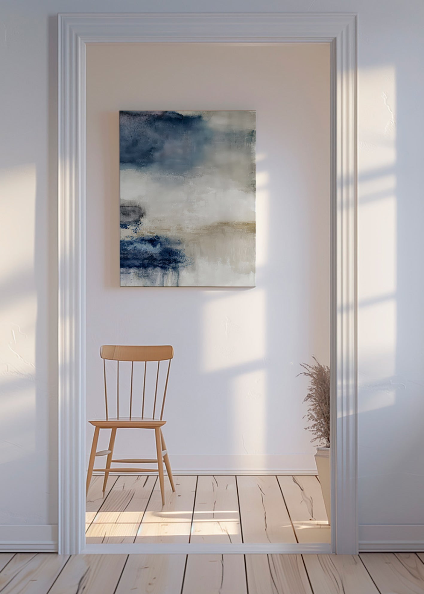 Cuadro abstracto en azul y beige – Canvas