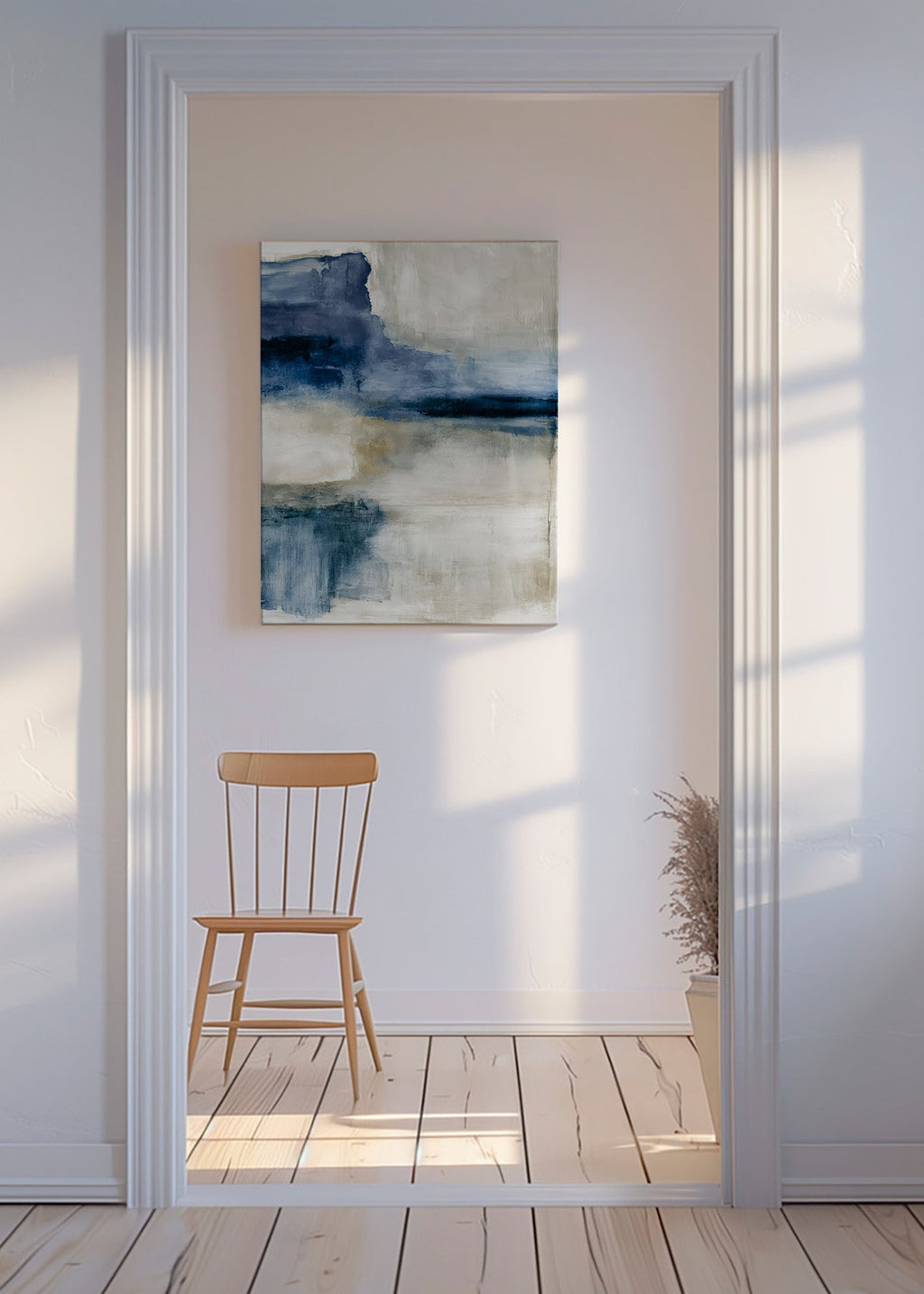 Cuadro abstracto con lago y bruma – Canvas