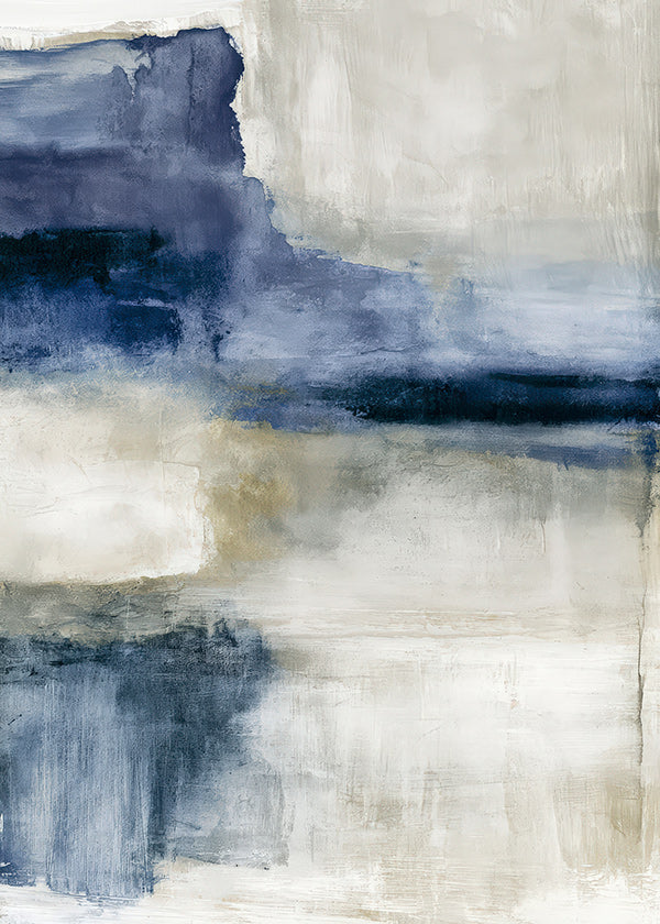 Cuadro abstracto con lago y bruma