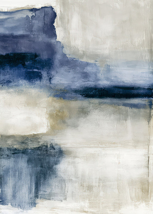 Cuadro abstracto con lago y bruma