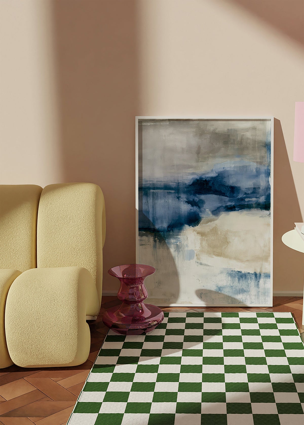 Cuadro abstracto con niebla invernal y toques azules – Product1
