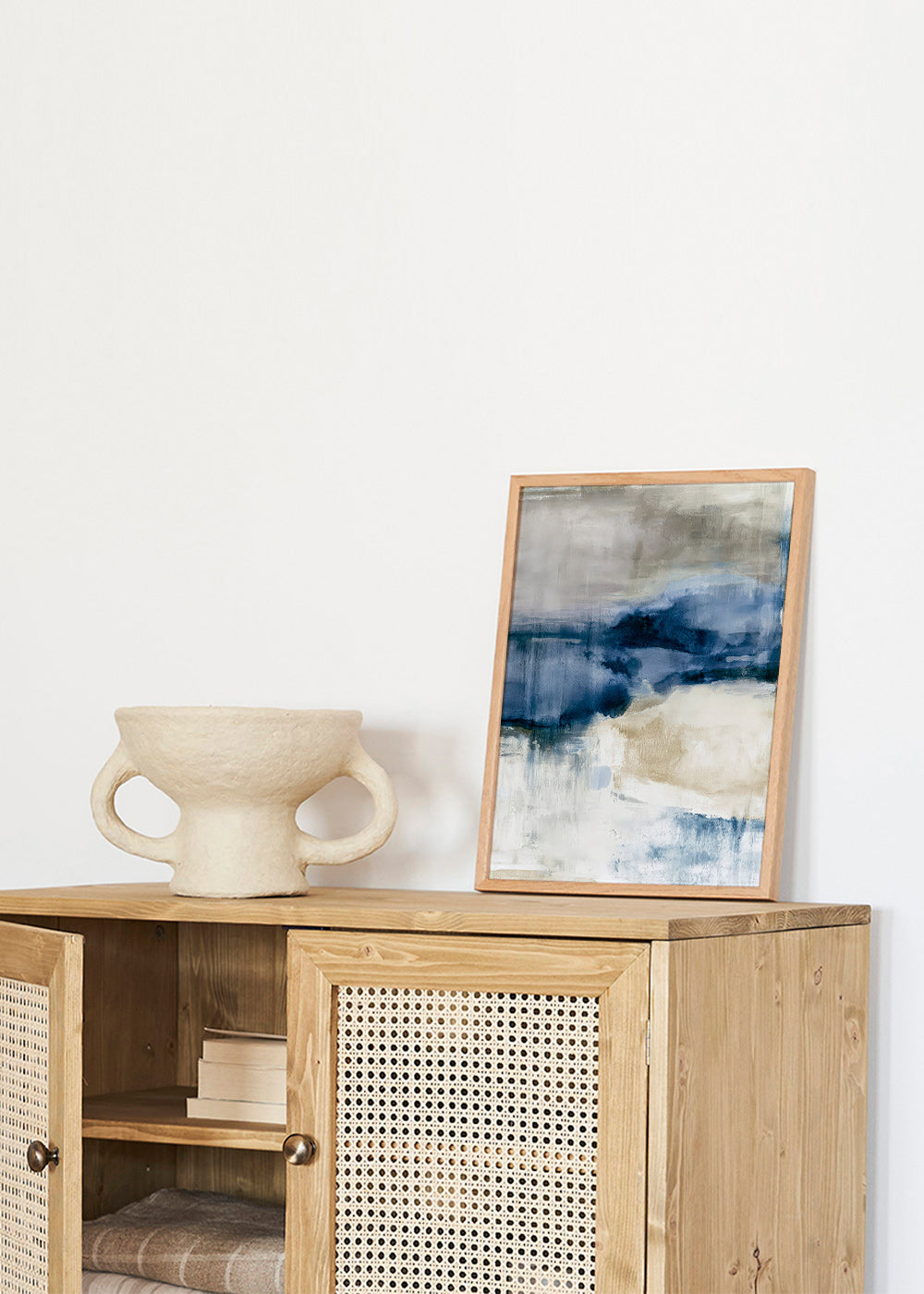 Cuadro abstracto con niebla invernal y toques azules – Product3