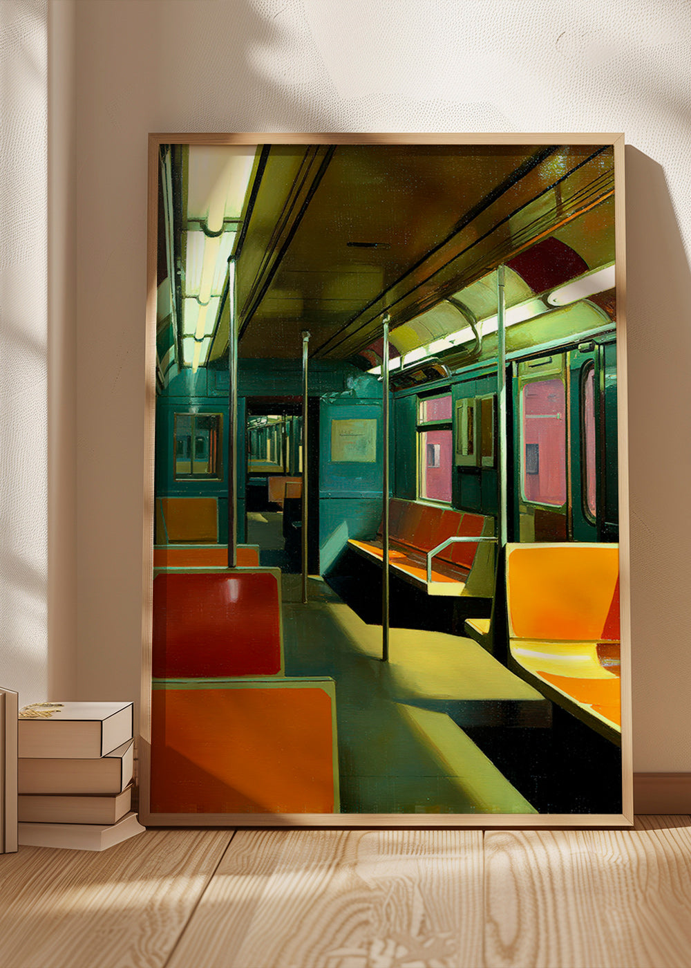 Cuadro de ciudades con vagón de metro iluminado – Product3