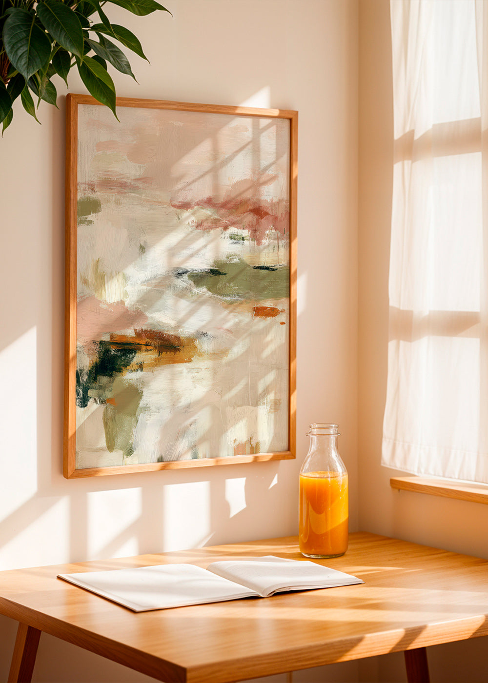 Cuadro abstracto con horizonte suave y pinceladas orgánicas – Product1