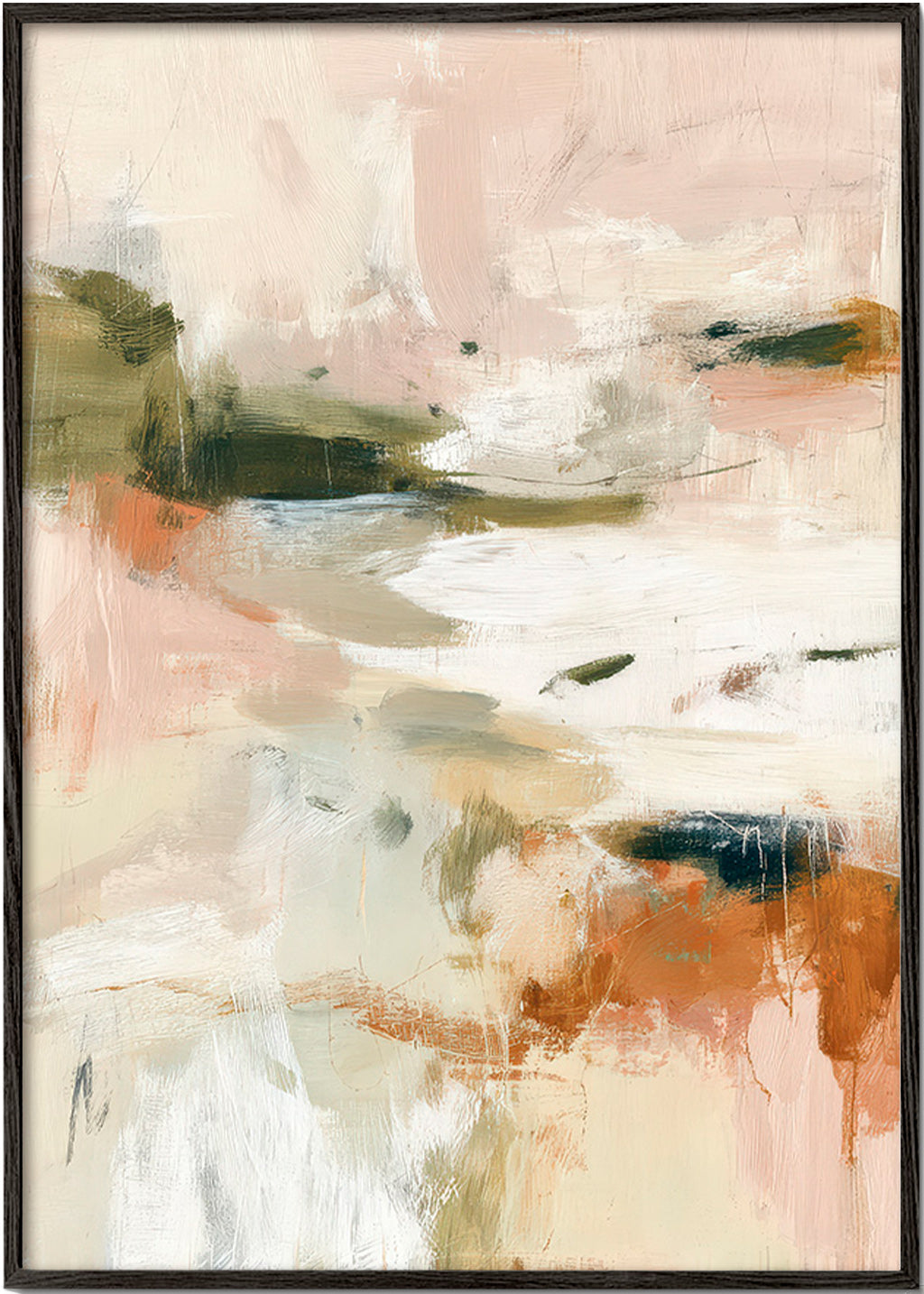 Cuadro de paisaje: abstracción en tonos tierra – Black Frame