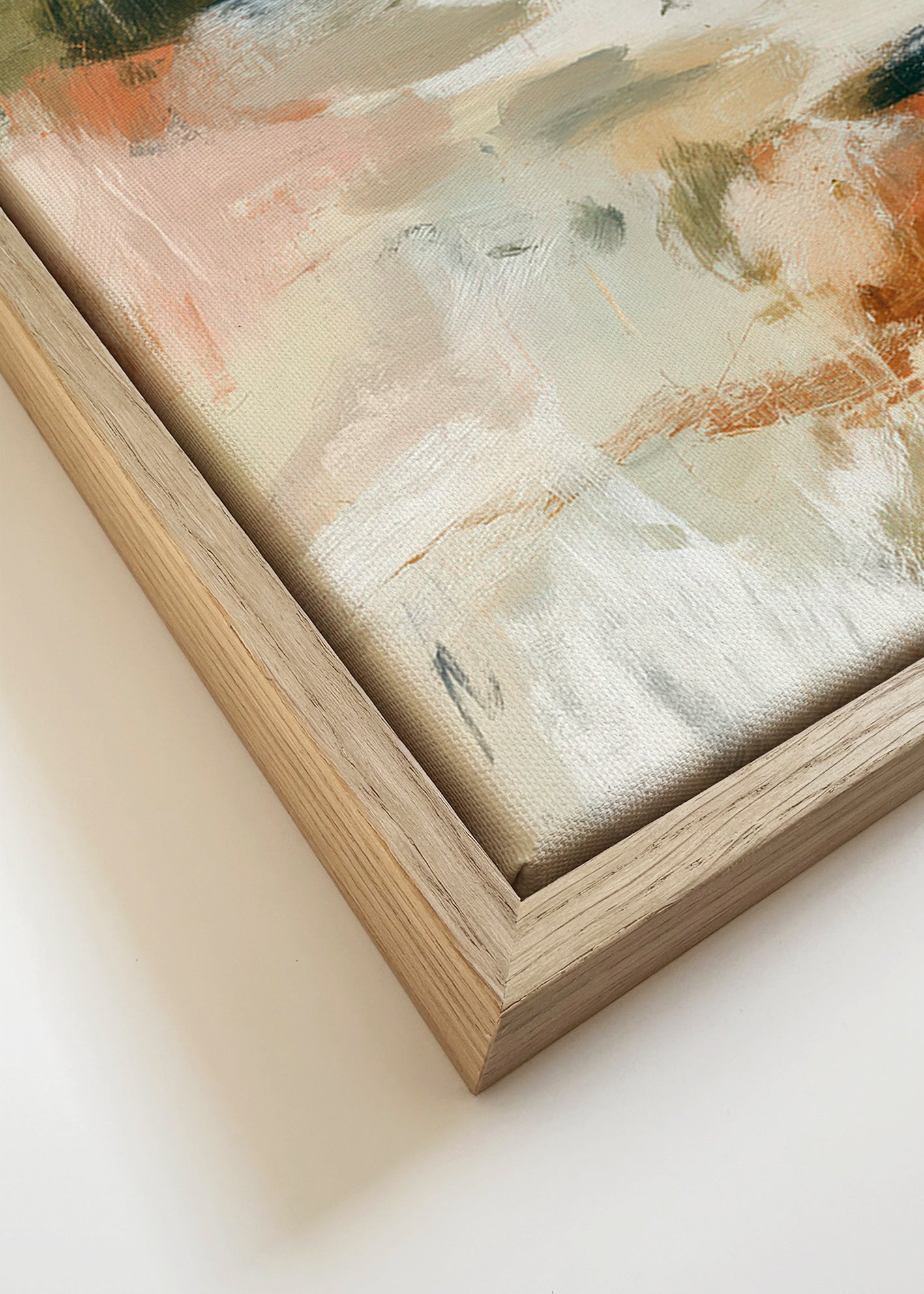 Cuadro de paisaje: abstracción en tonos tierra – Canvas detail