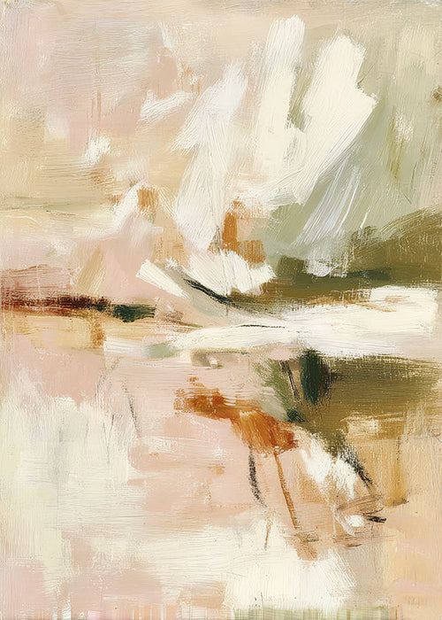 Cuadro abstracto pétalos suaves y gesto pictórico