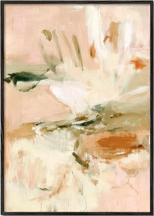 Lámina botánica abstracta en rosa y beige – Black Frame