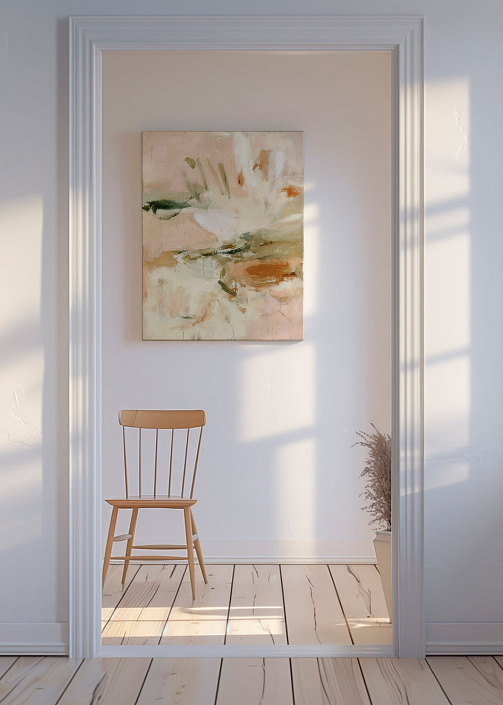 Lámina botánica abstracta en rosa y beige – Canvas