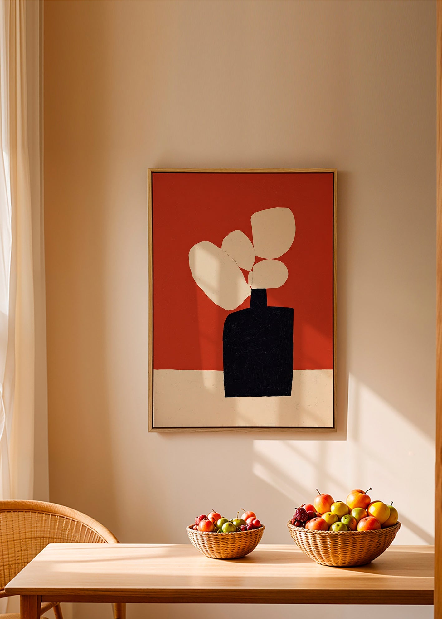 Lámina botánica con jarrón negro – Canvas2