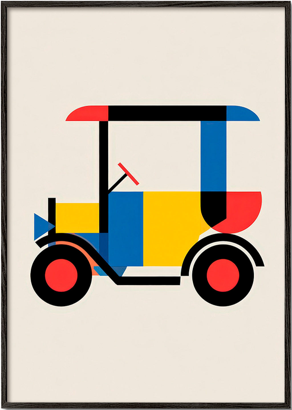 Cuadro geométrico coche estilizado Bauhaus – Black Frame