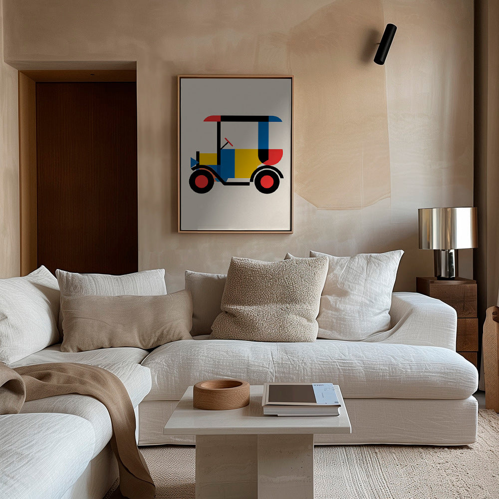 Cuadro geométrico coche estilizado Bauhaus – Canvas2