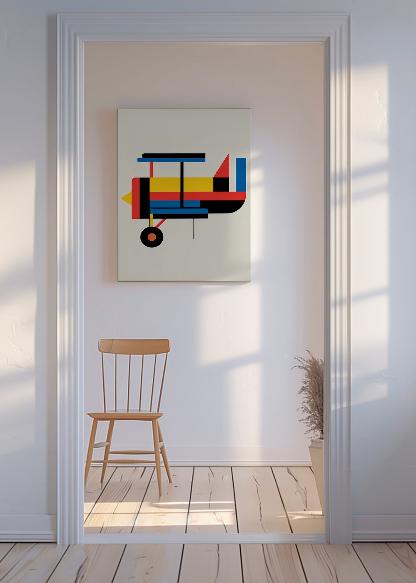 Cuadro geométrico biplano estilizado – Canvas