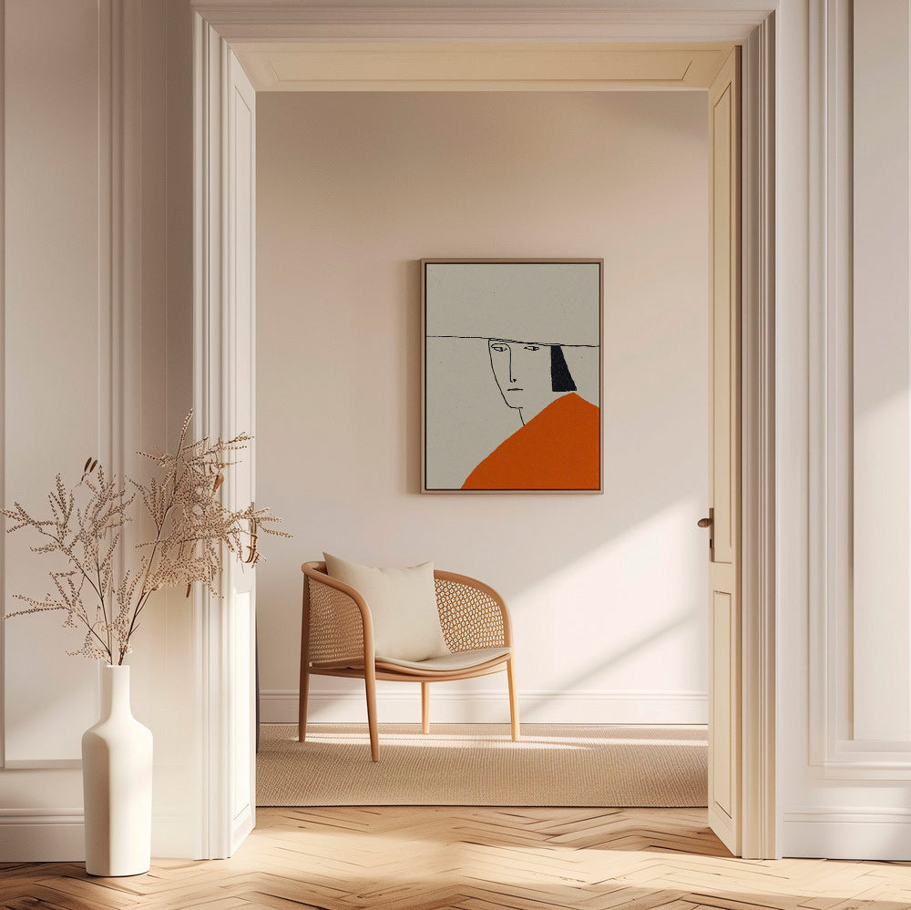 Ilustración minimal con capa naranja – Canvas1