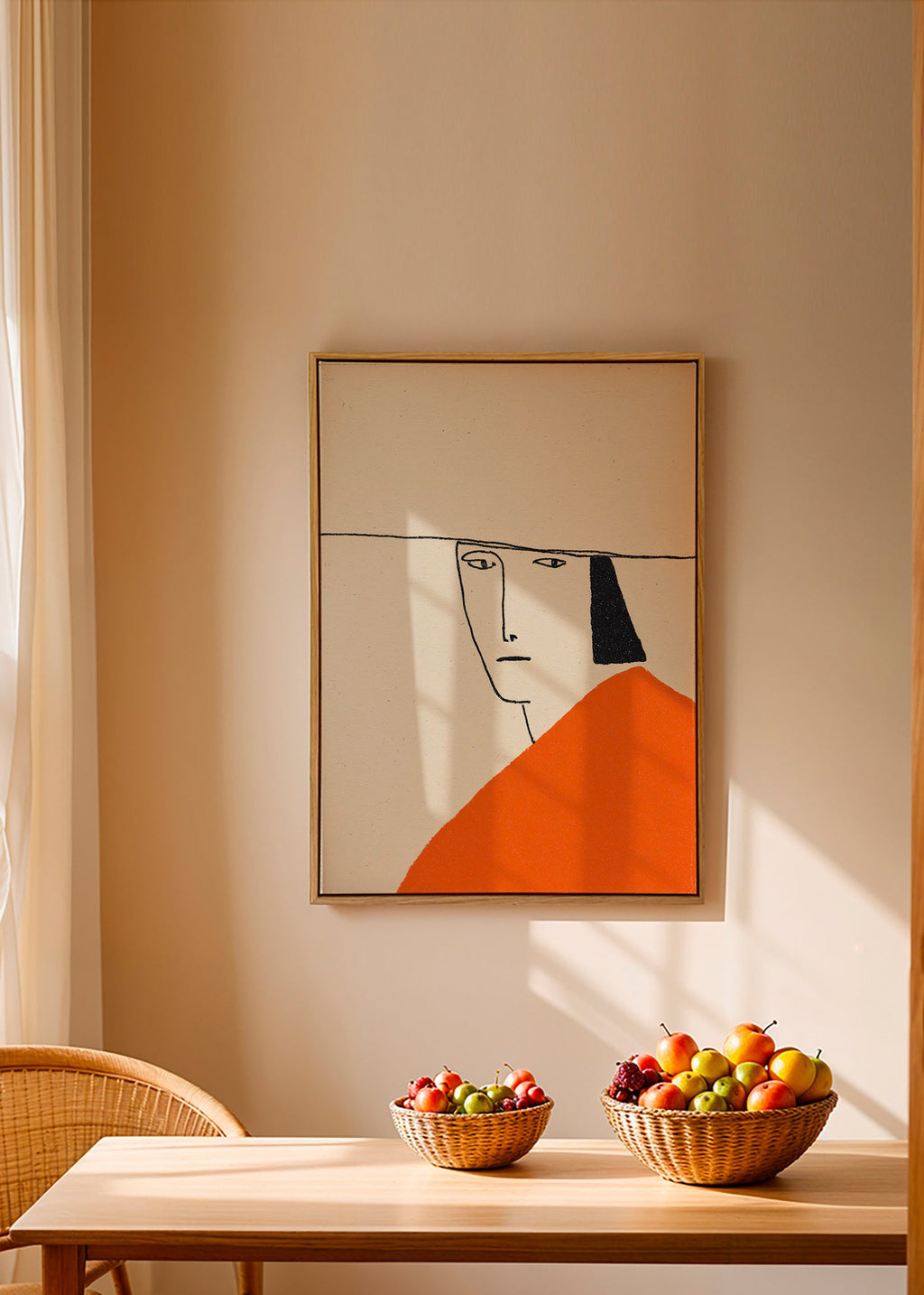 Ilustración minimal con capa naranja – Canvas2