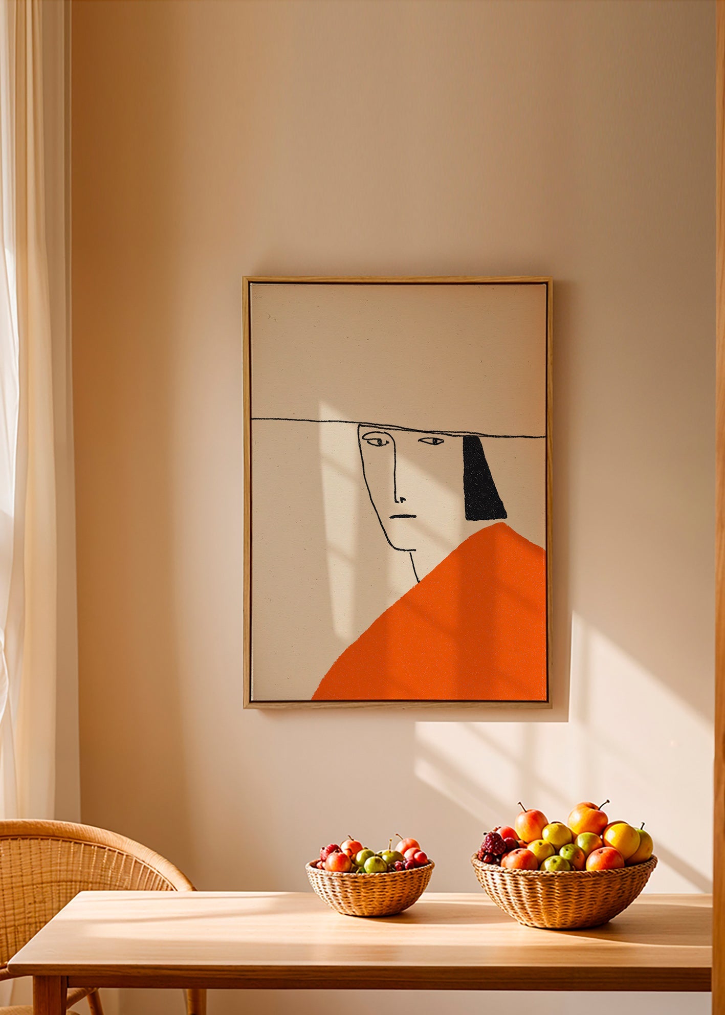 Ilustración minimal con capa naranja – Canvas2