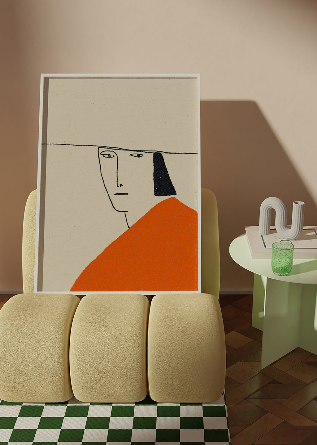 Ilustración minimal con capa naranja – Product2