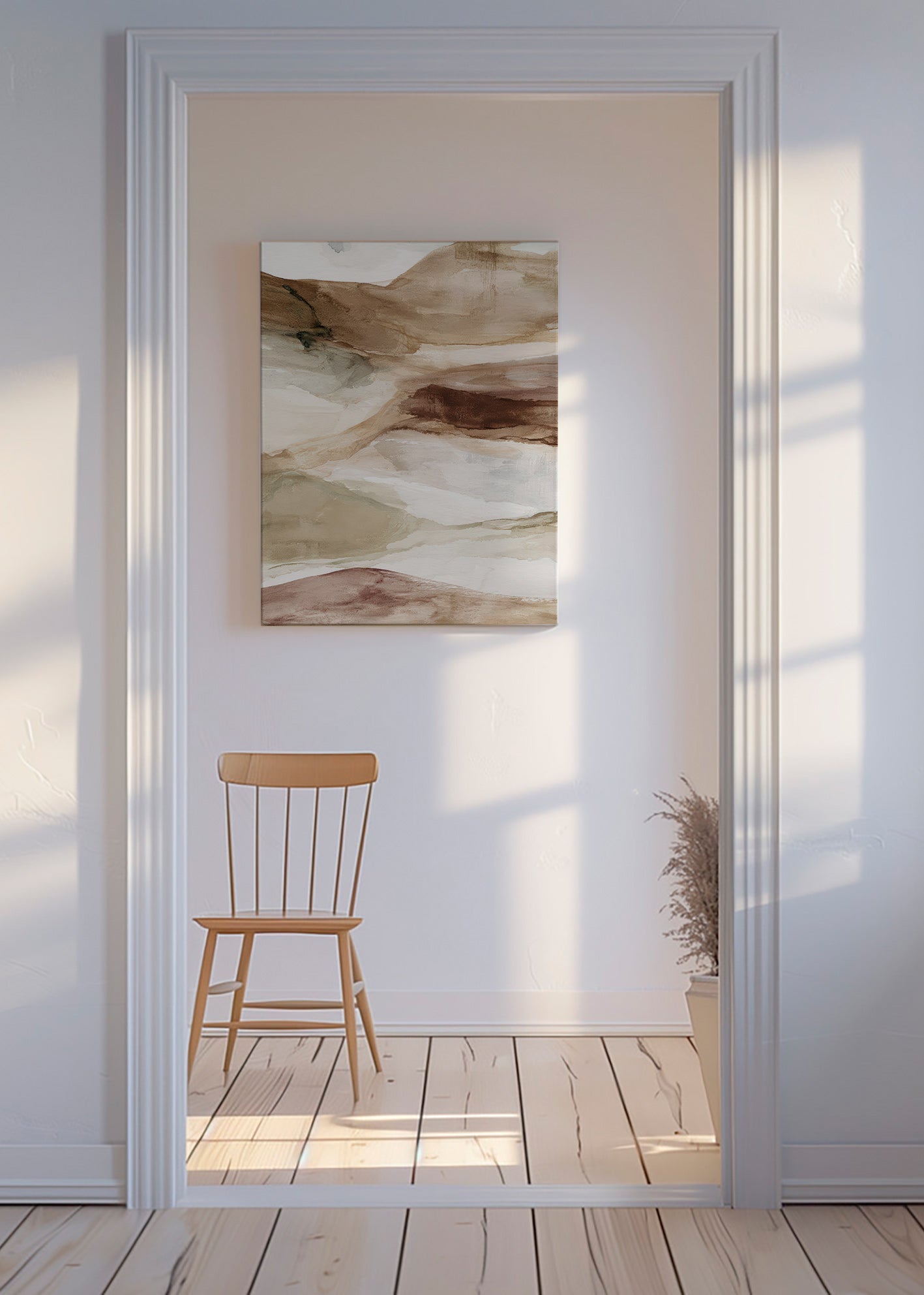 Cuadro de paisaje acuarela desierto tonos tierra – Canvas