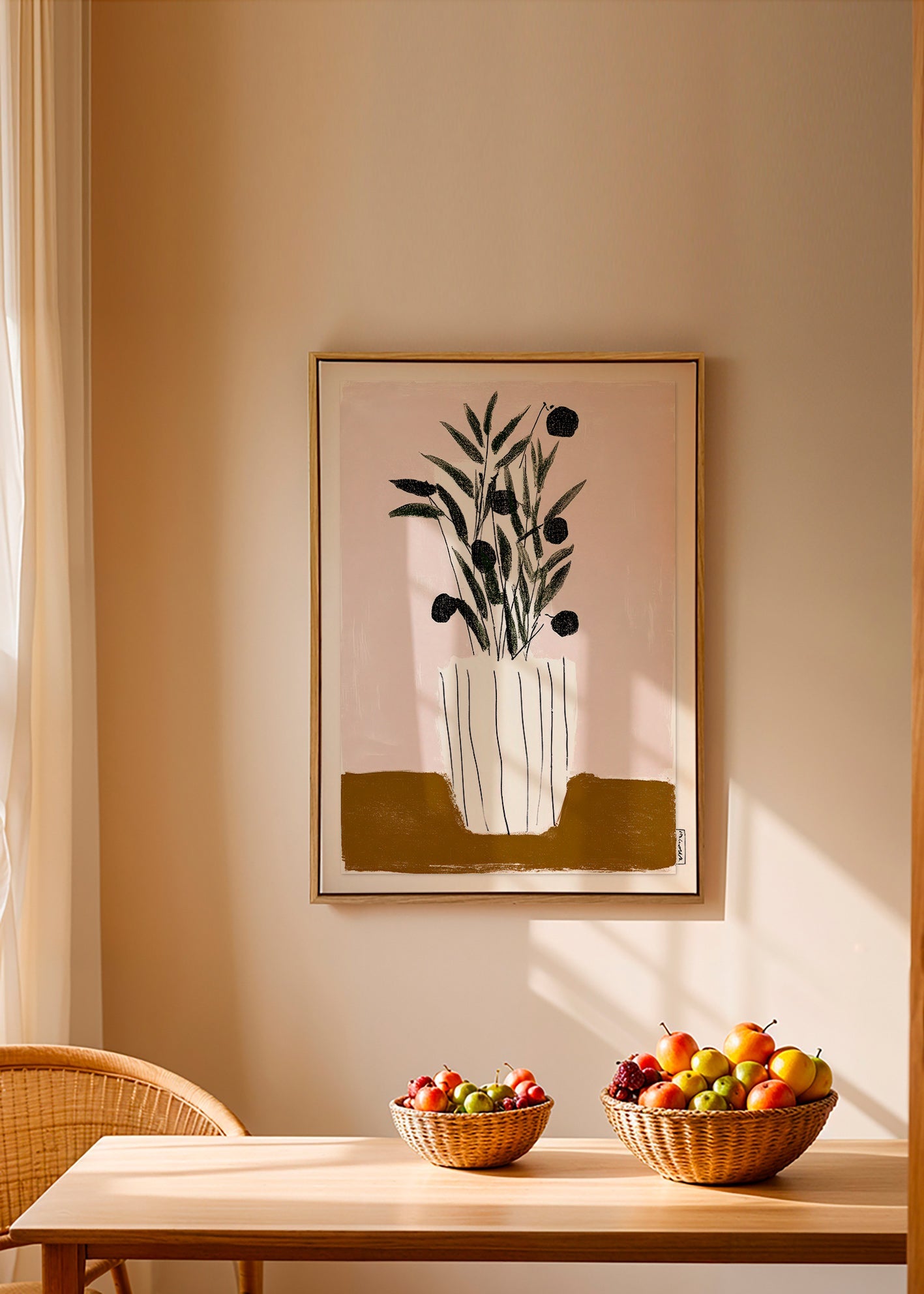 Lámina botánica con ramas y olivas – Canvas1