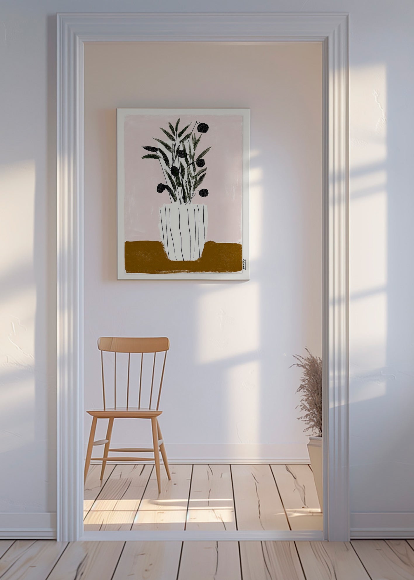 Lámina botánica con ramas y olivas – Canvas