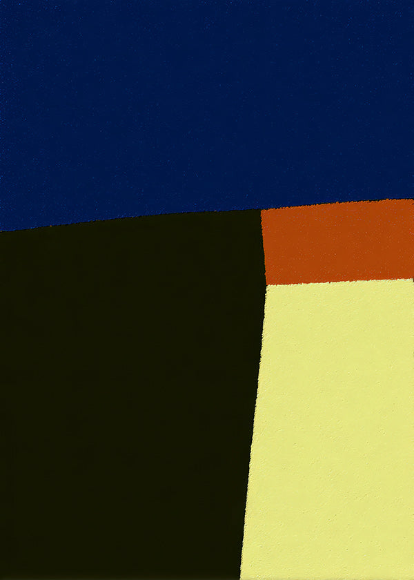 Cuadro abstracto azul con bloques geométricos