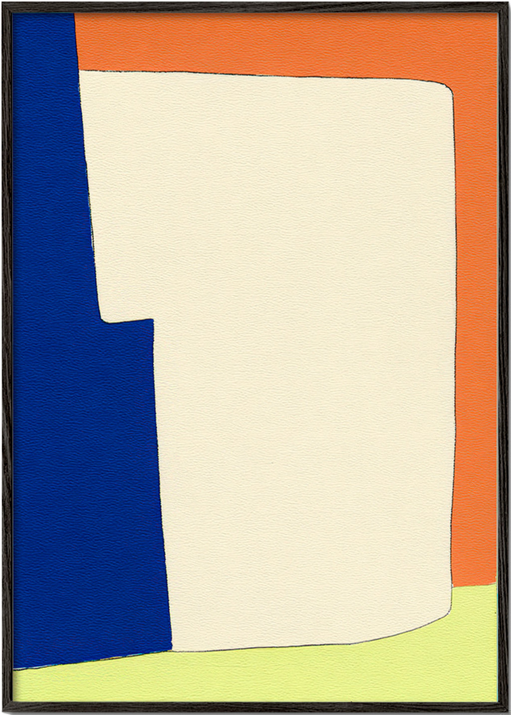 Cuadro abstracto de formas blandas y bloques de color – Black Frame