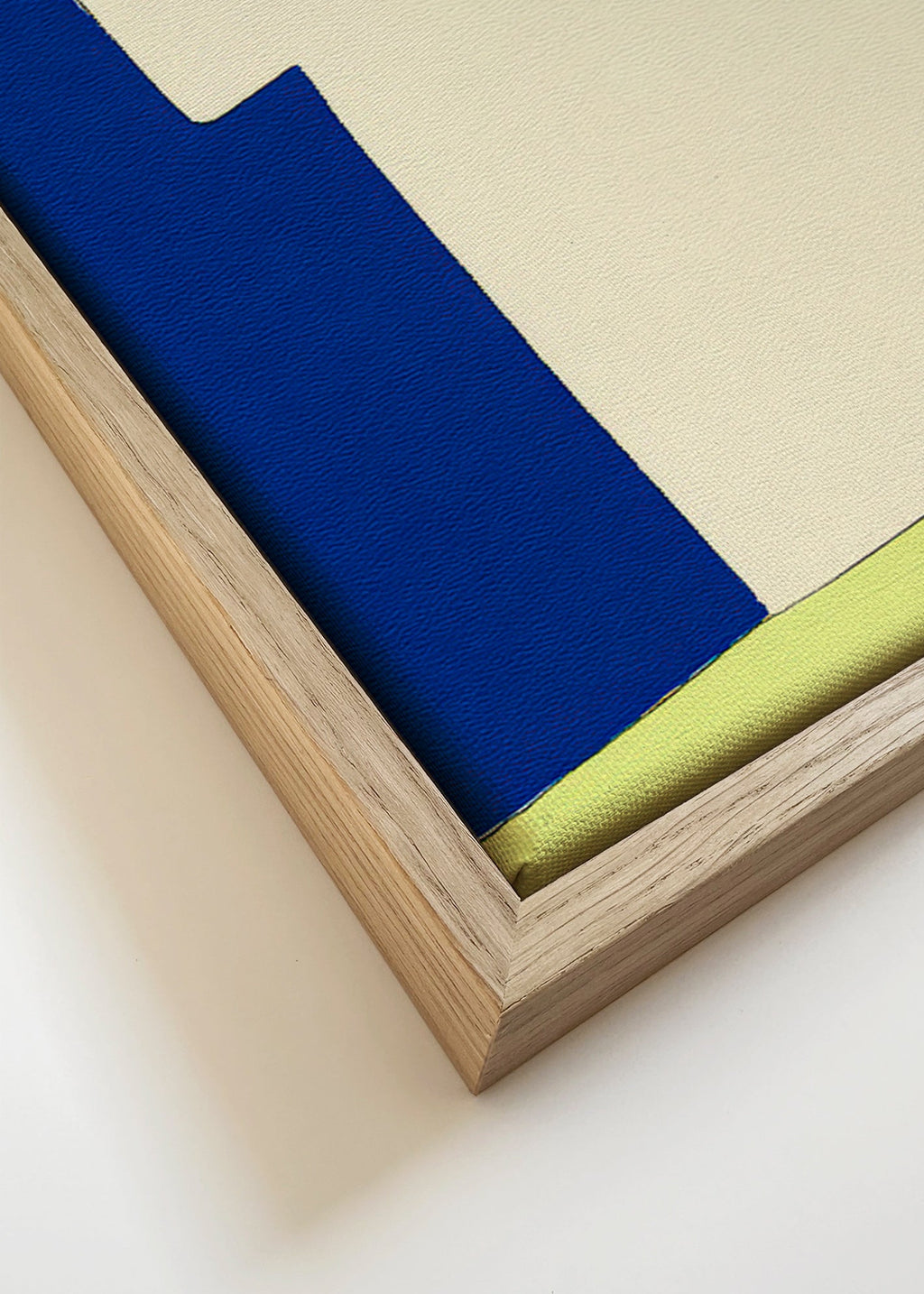 Cuadro abstracto de formas blandas y bloques de color – Canvas detail