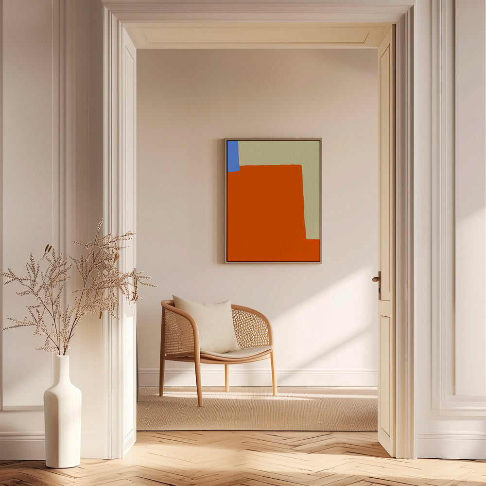 Cuadro abstracto en bloques naranja y crema – Canvas1