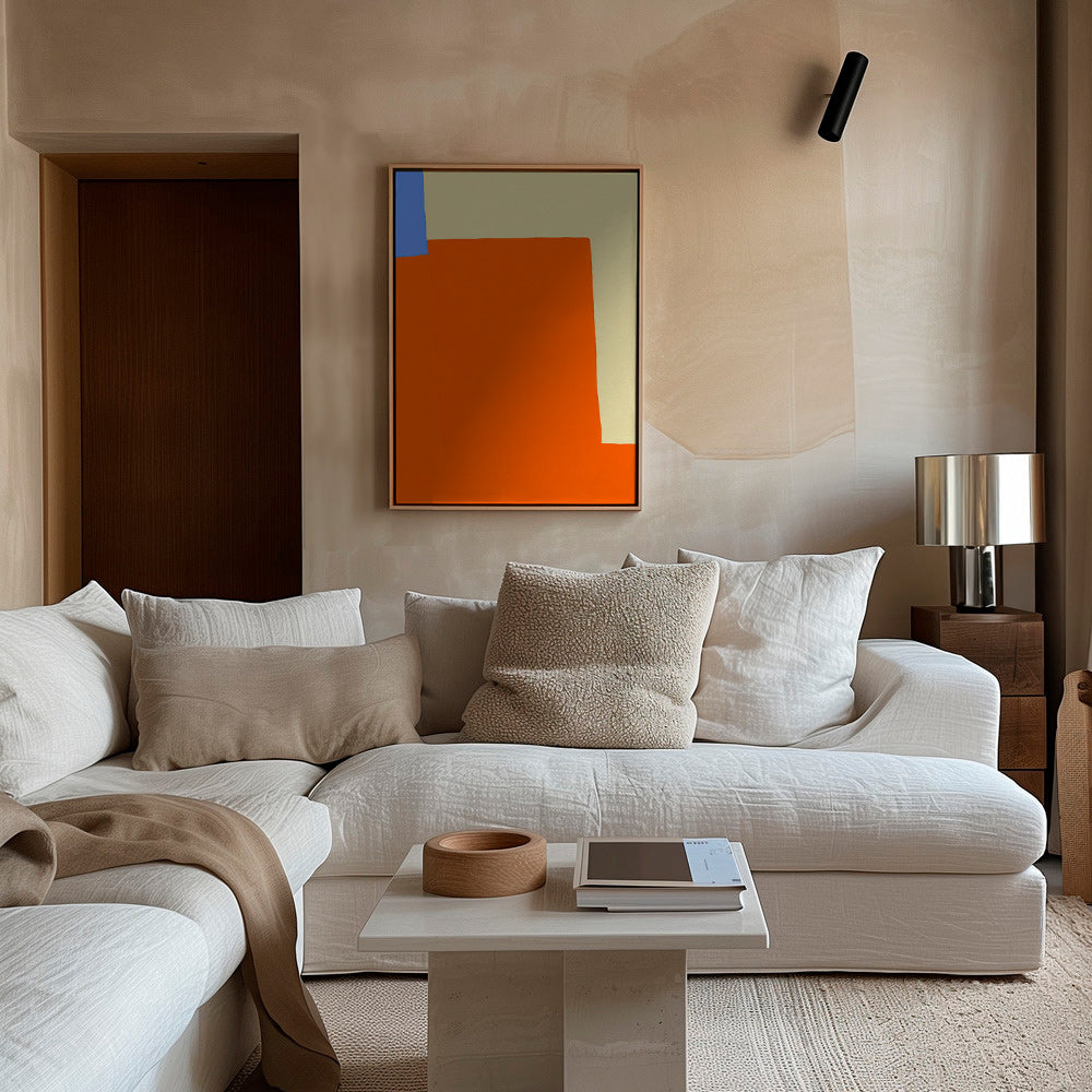 Cuadro abstracto en bloques naranja y crema – Canvas2
